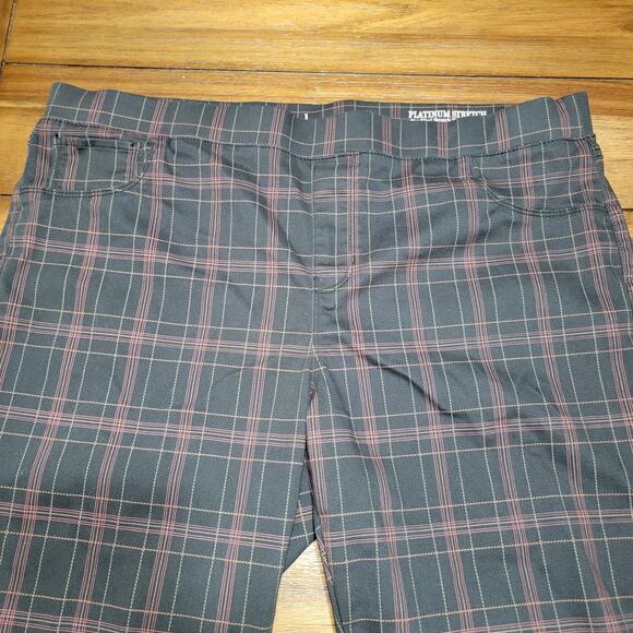 Natural Reflections Platinum Stretch Black & Red Plaid Pull-On Pants - Size XXL - Picture 2 of 9